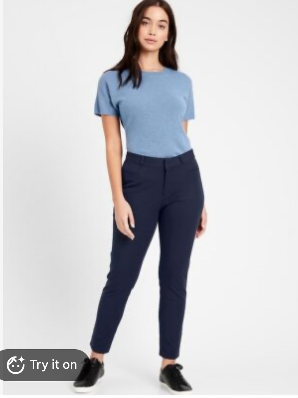 Banana Republic Sloan Slim Ankle true navy pants.